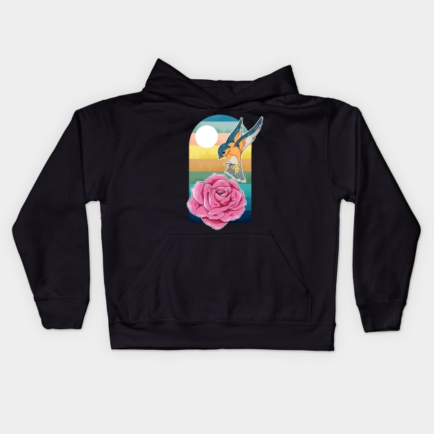 Bird and flower Kids Hoodie by Eoli Studio